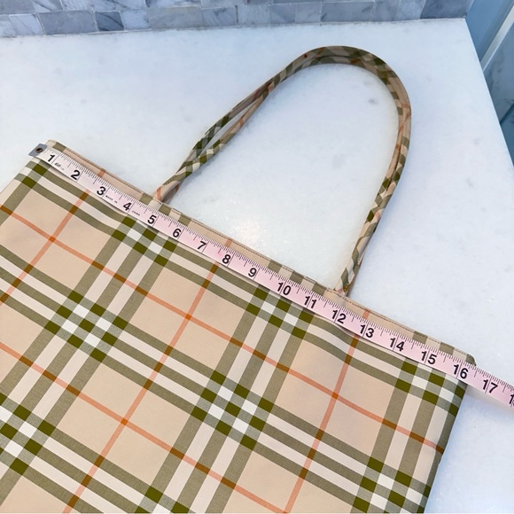 Burberry Signature Plaid Tote Check Fabric Green Orange - Picture 14 of 16